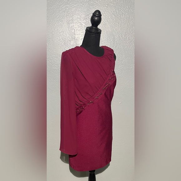 NWT bebe 1 sheer sleeve polyester, spandex blend mini dress - Picture 2 of 7